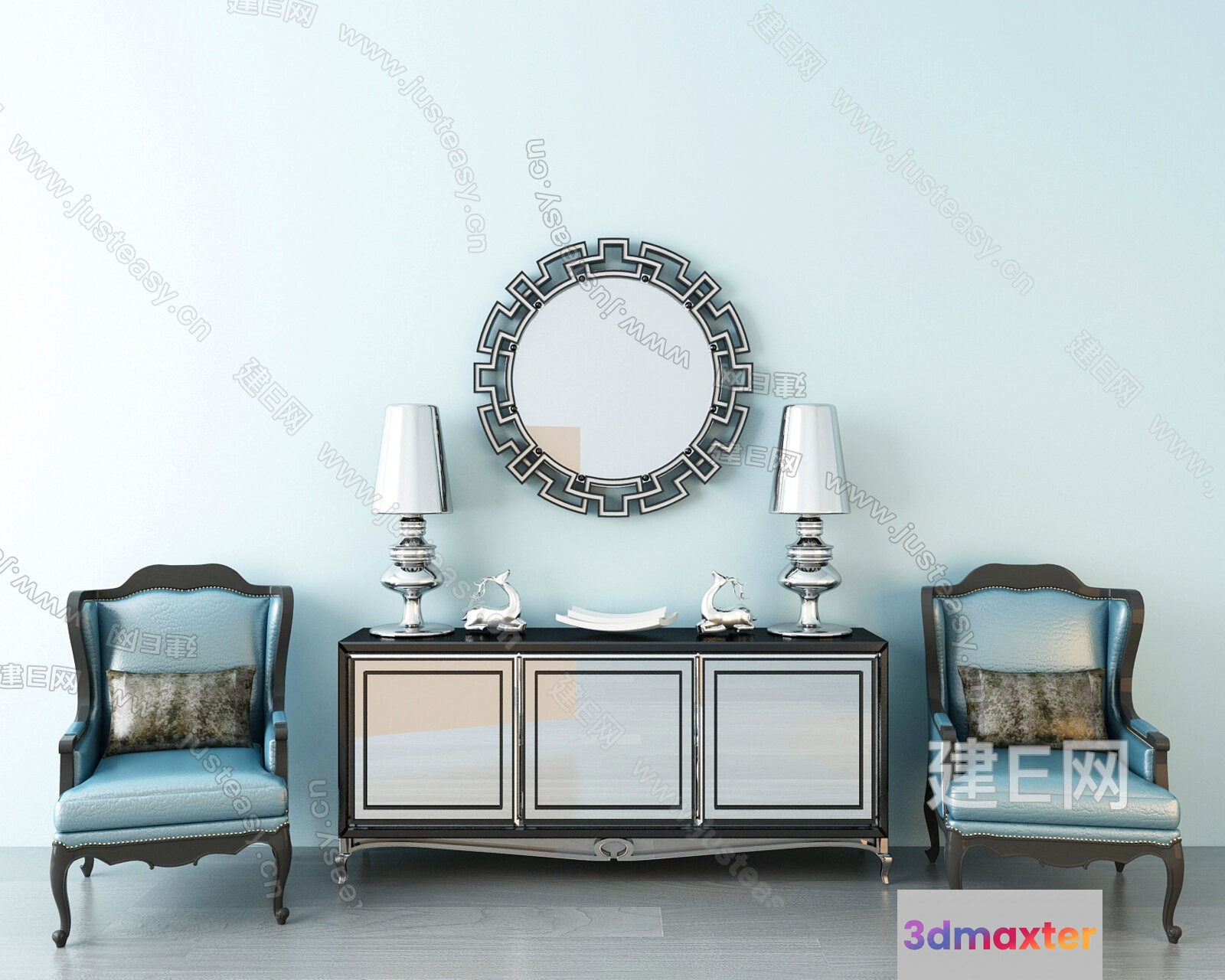 A Decorative Mirror With A Geometric Pattern 3D Model - 5762 - VRAY Render