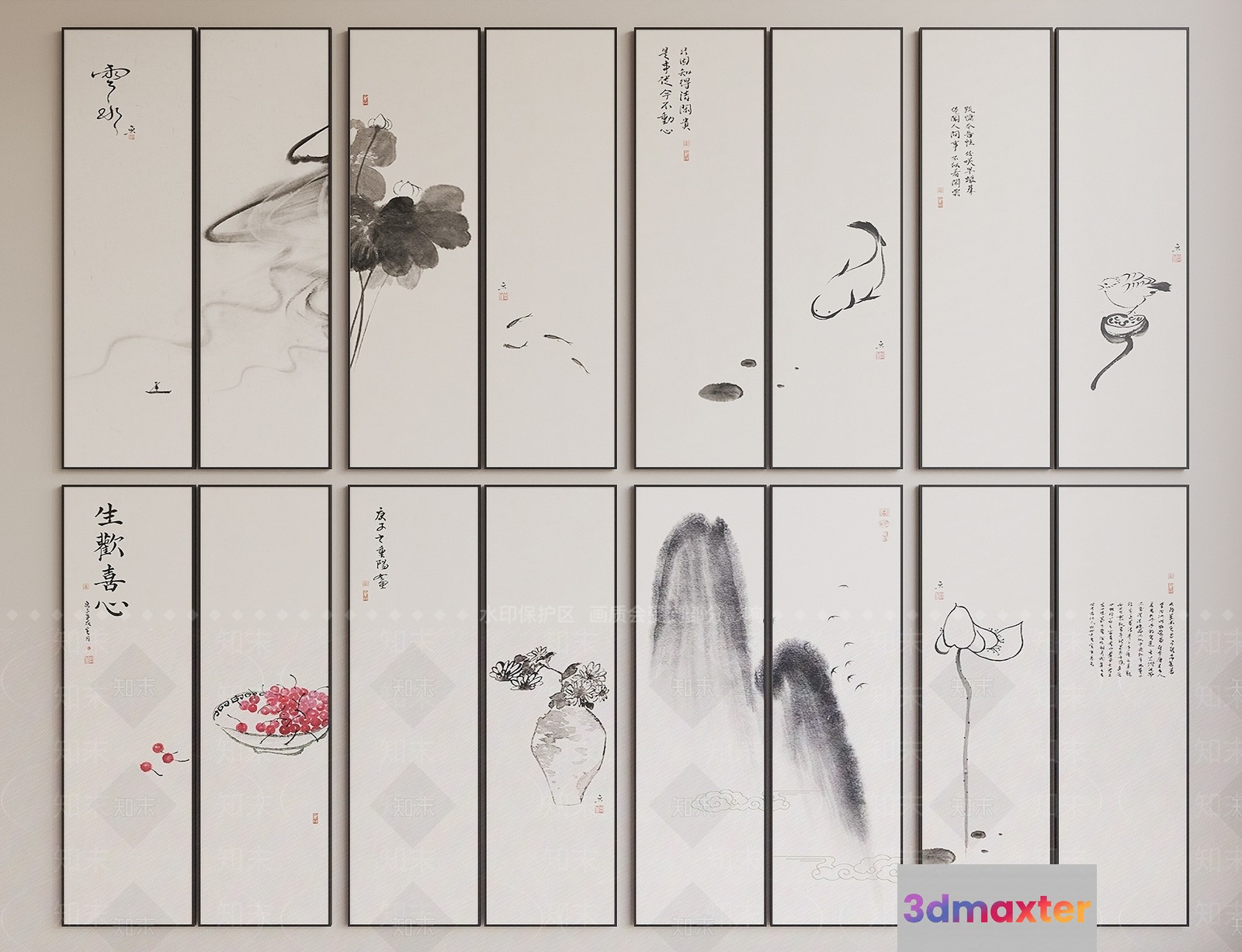 Traditional Asian Art 3D Model - 4371 - VRAY Render