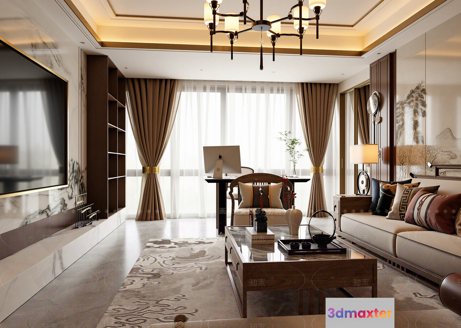 Modern Living Room 3D Model - 18306 - VRAY Render