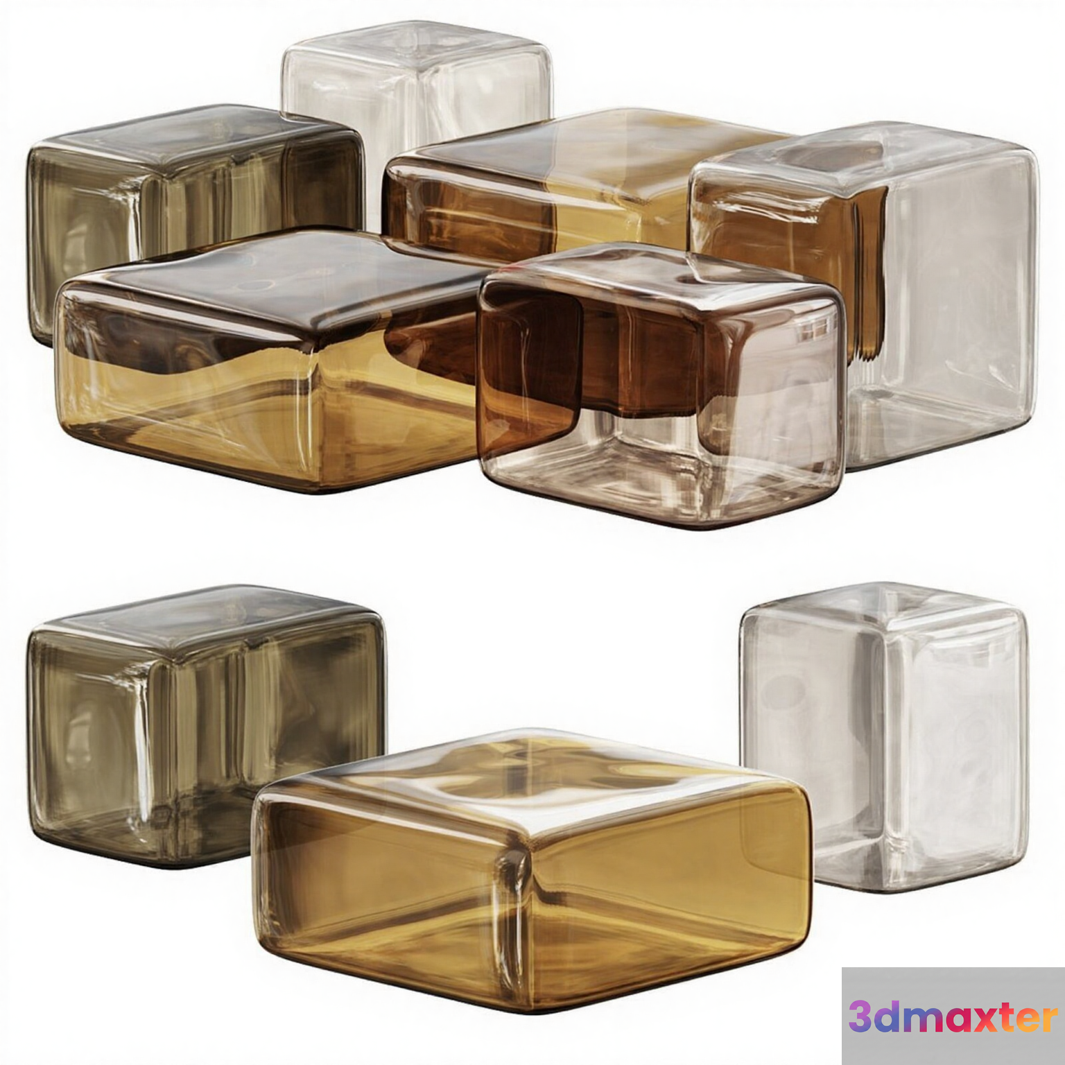 Transparent Glass Cubes 3D Model - 6981 - CORONA Render