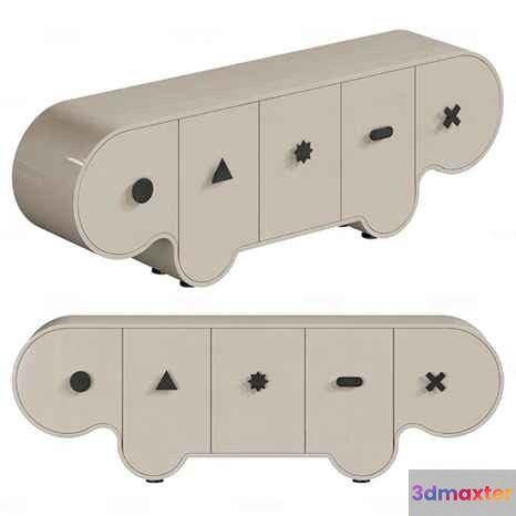 A Beige Furniture Piece With A Unique Design 3D Model - 4577 - VRAY Render
