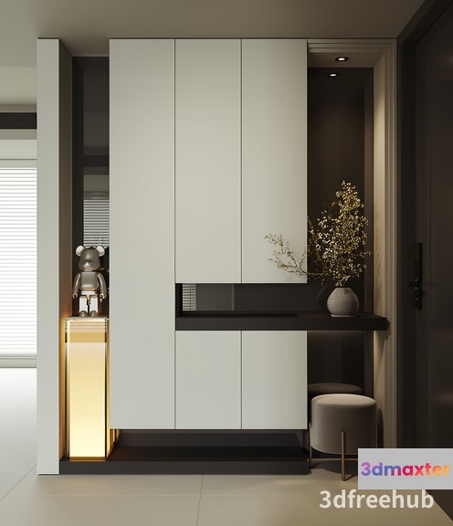 A Modern White And Black Cabinet 3D Model - 22702 - VRAY Render