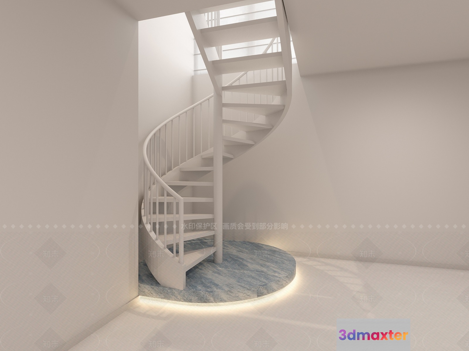 A White Spiral Staircase 3D Model - 17192 - VRAY Render
