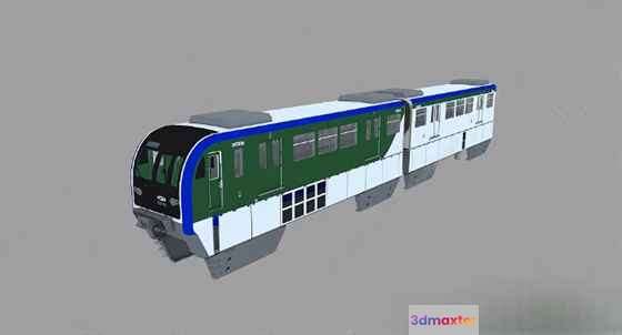 A Train With Green And White Colors 3D Model - 3667 - VRAY Render