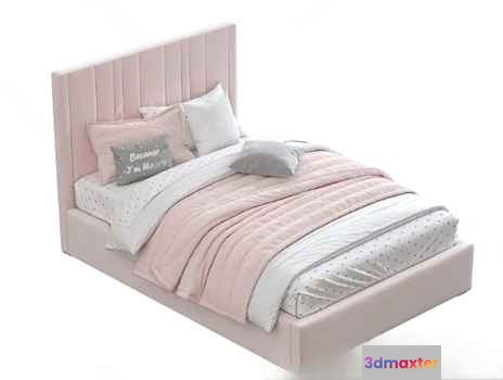 Pink Upholstered Bed 3D Model - 21768 - VRAY Render