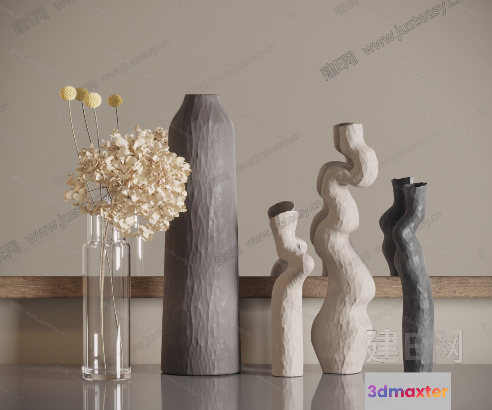 Abstract Vase Arrangement 3D Model - 4928 - VRAY Render