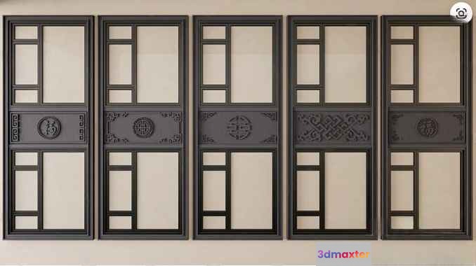 Four Decorative Wall Panels 3D Model - 9329 - VRAY Render