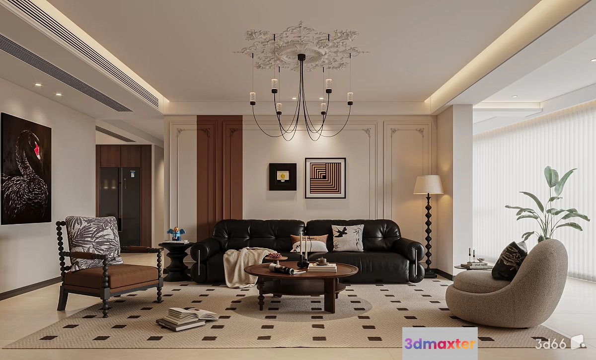Modern Living Room 3D Model - 22324 - VRAY Render