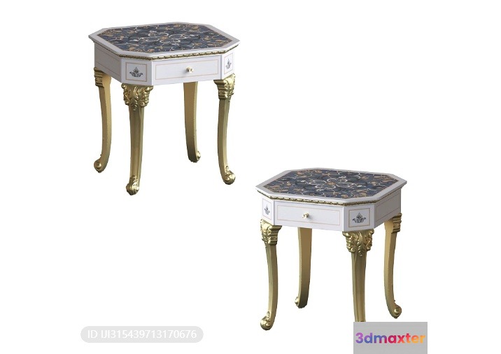 Two Ornate End Tables 3D Model - 5445 - VRAY Render