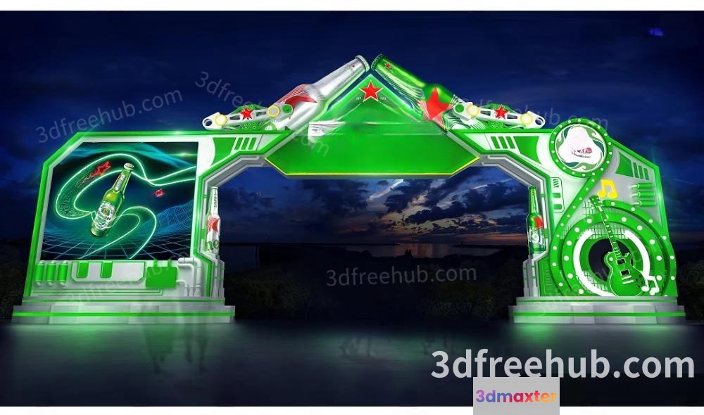 The Main Subject Is A Green And White Archway 3D Model - 22898 - VRAY Render