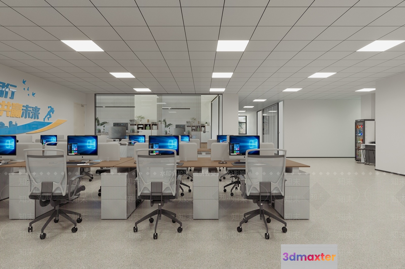 Office Workstations 3D Model - 19569 - VRAY Render