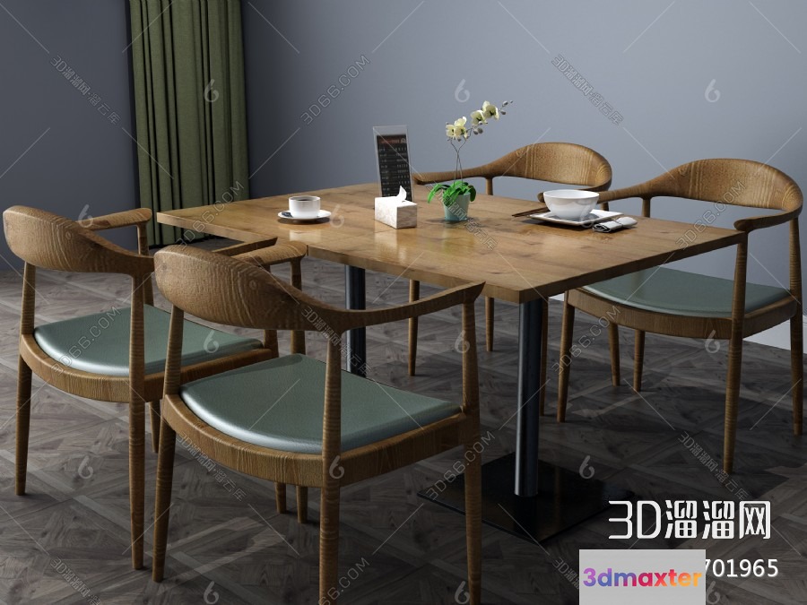 A Dining Table With Chairs 3D Model - 18745 - VRAY Render