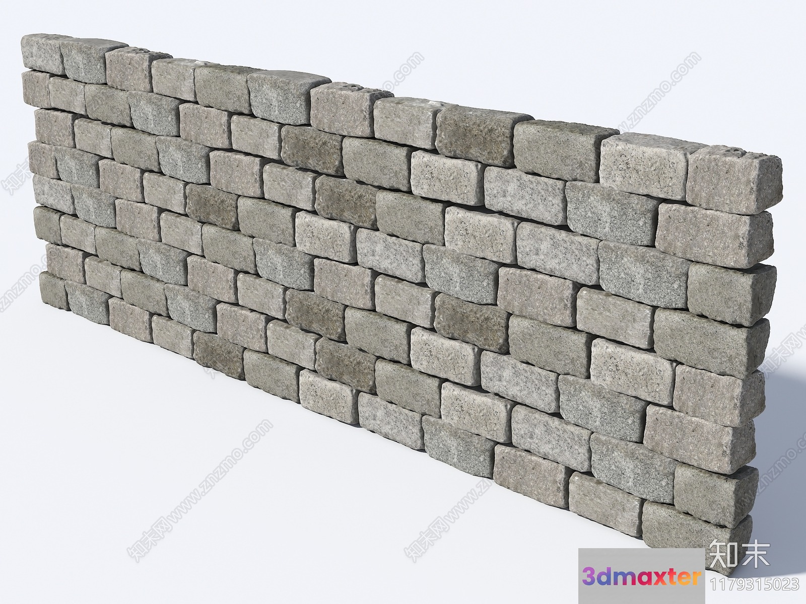 A Gray Brick Wall 3D Model - 3800 - VRAY Render
