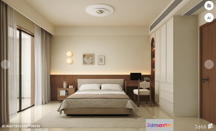 Cozy Bedroom 3D Model - 14606 - VRAY Render