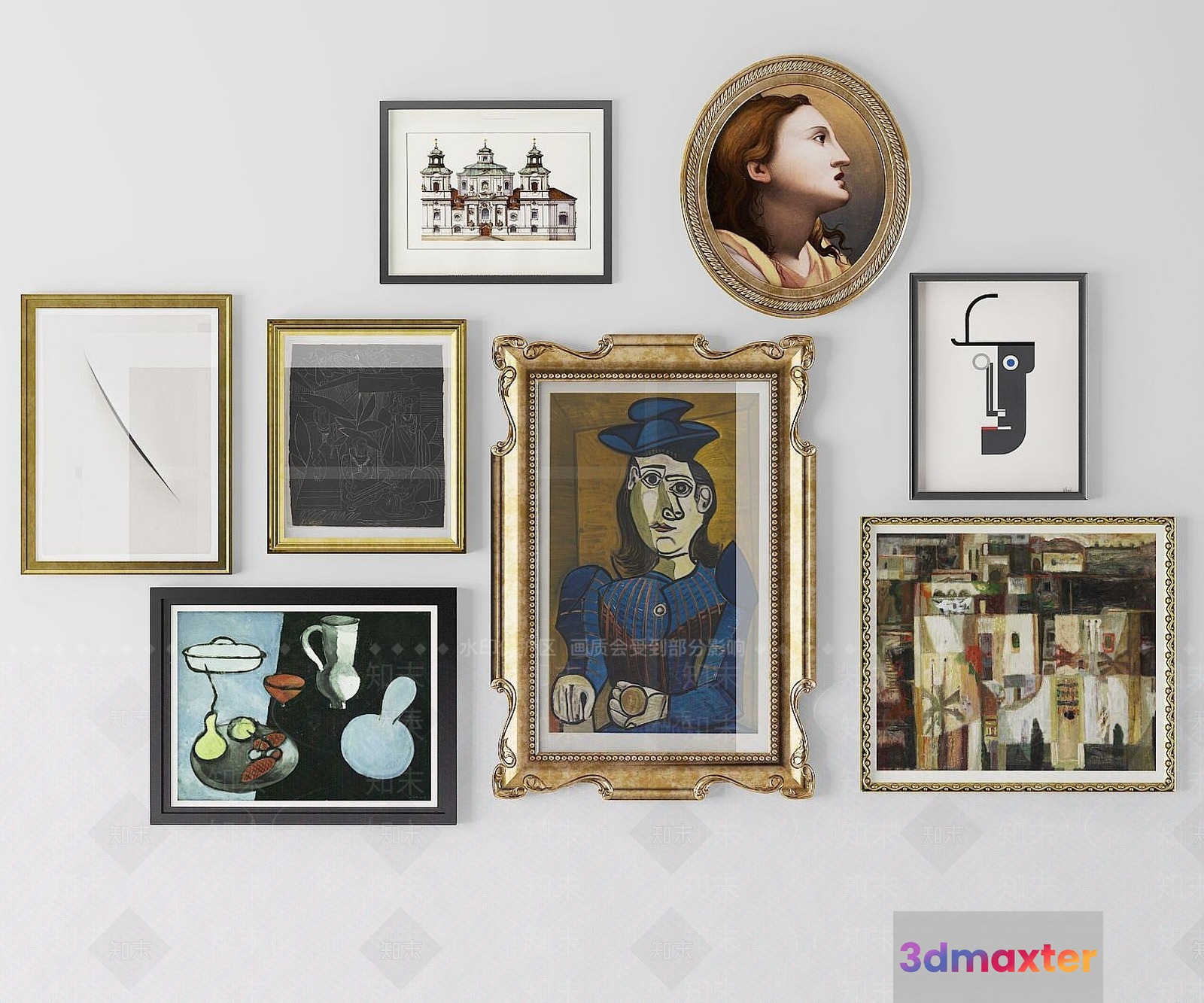 Art Gallery Wall 3D Model - 9495 - VRAY Render