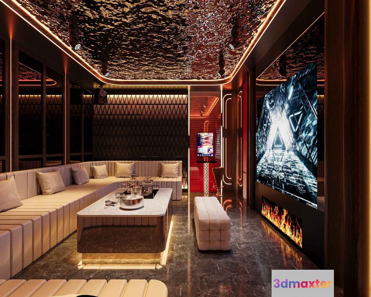 Modern Entertainment Room 3D Model - 7545 - VRAY Render