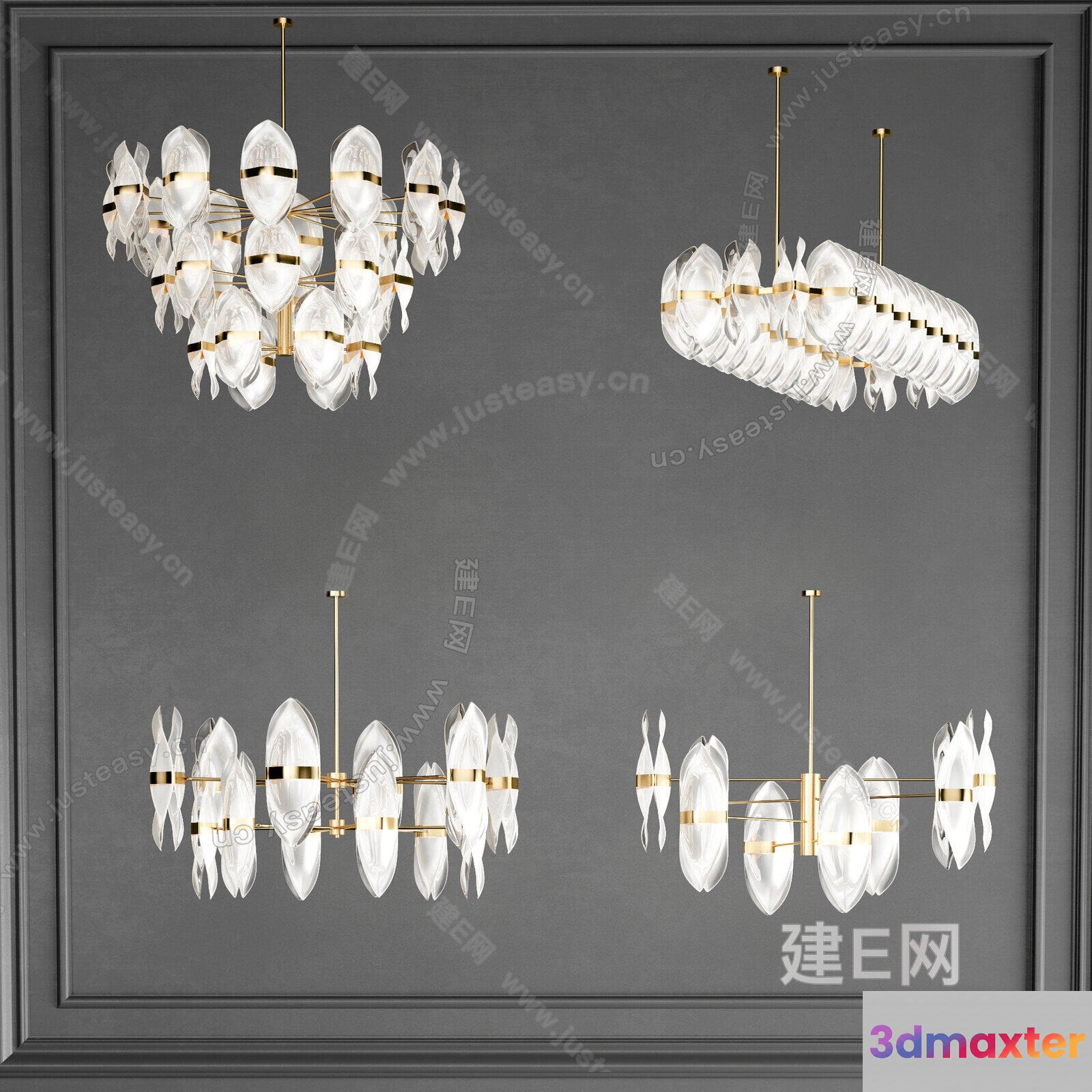 Gold Light Fixture 3D Model - 21054 - VRAY Render