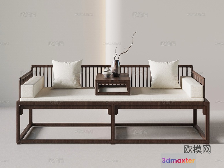 Traditional Asian-Style Sofa 3D Model - 10305 - VRAY Render