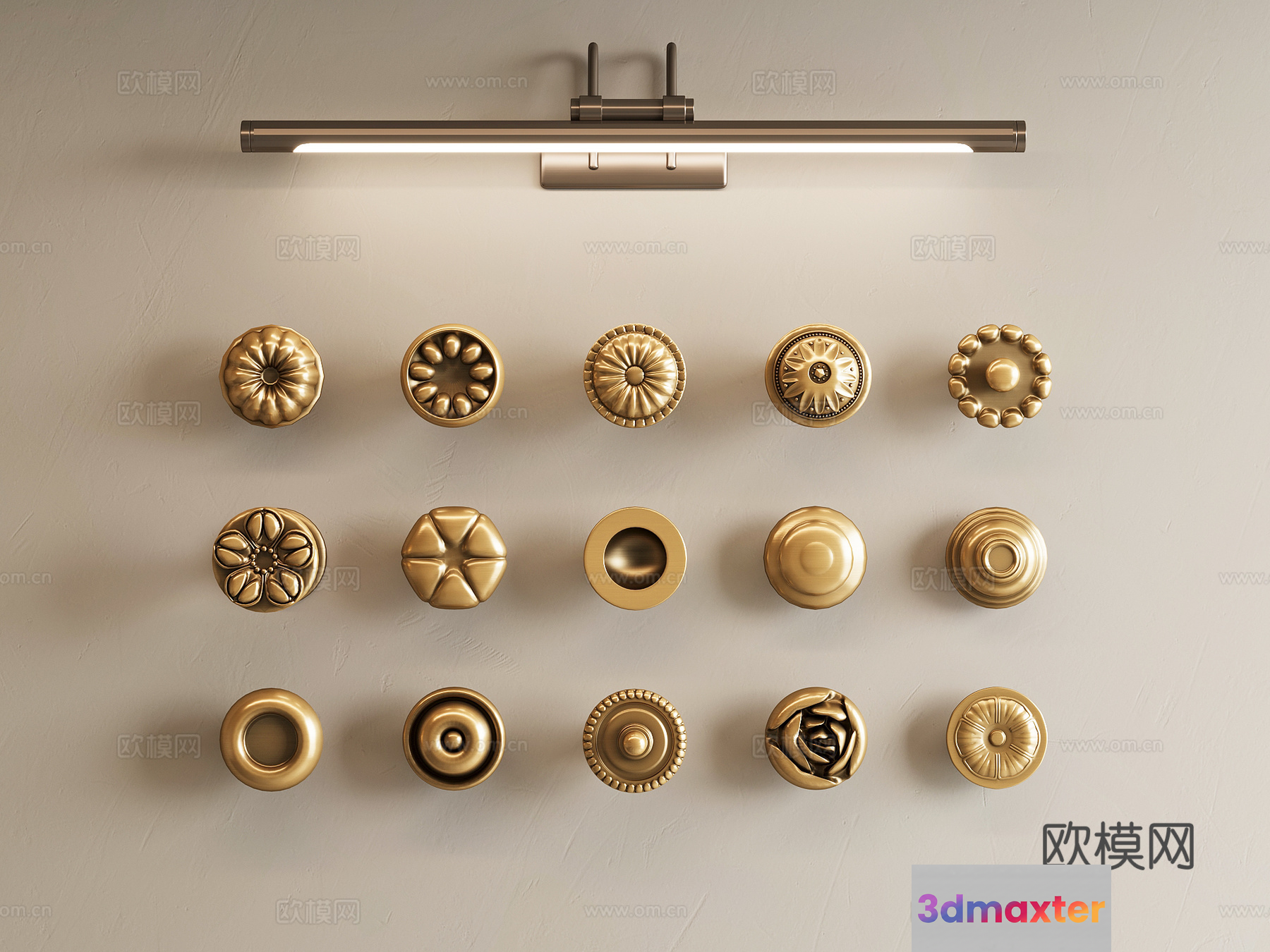 Gold Light Fixture 3D Model - 4927 - VRAY Render
