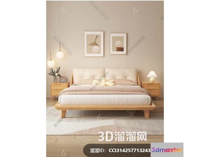 Cozy Modern Bedroom 3D Model - 8025 - VRAY Render