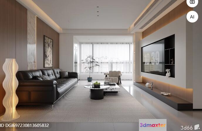 Modern Living Room 3D Model - 15320 - VRAY Render