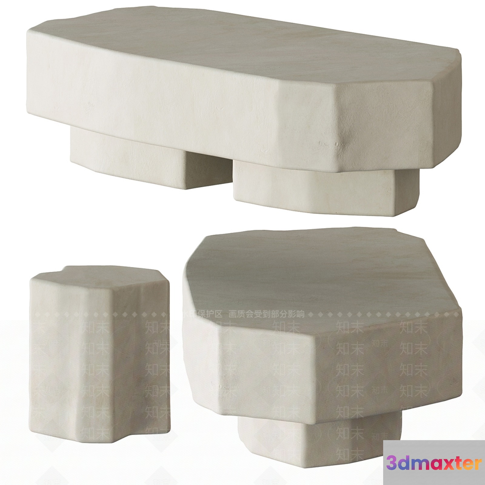 White Marble Furniture 3D Model - 16953 - VRAY Render