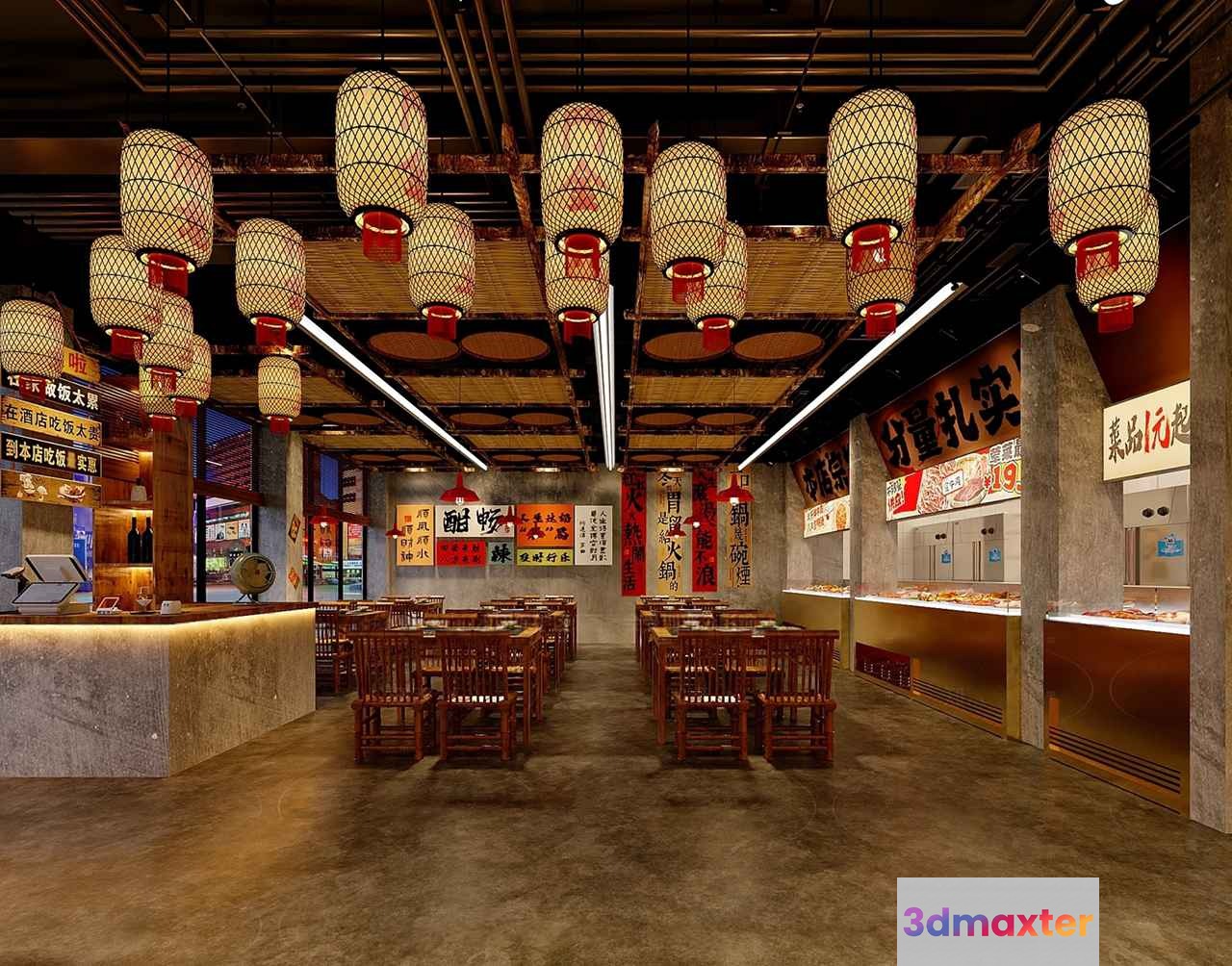 Modern Chinese Restaurant 3D Model - 3856 - VRAY Render