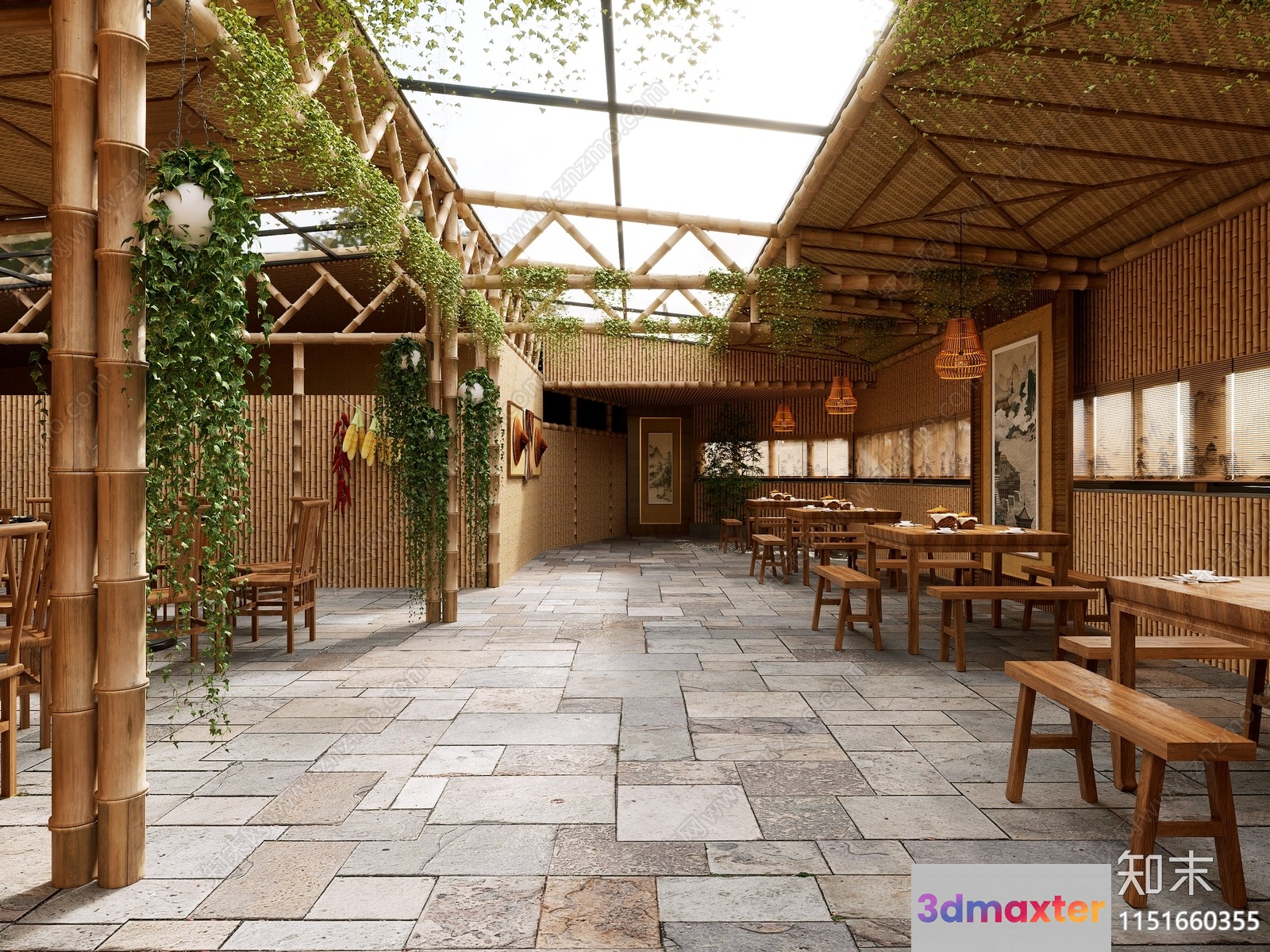 A Bamboo Restaurant 3D Model - 14976 - VRAY Render