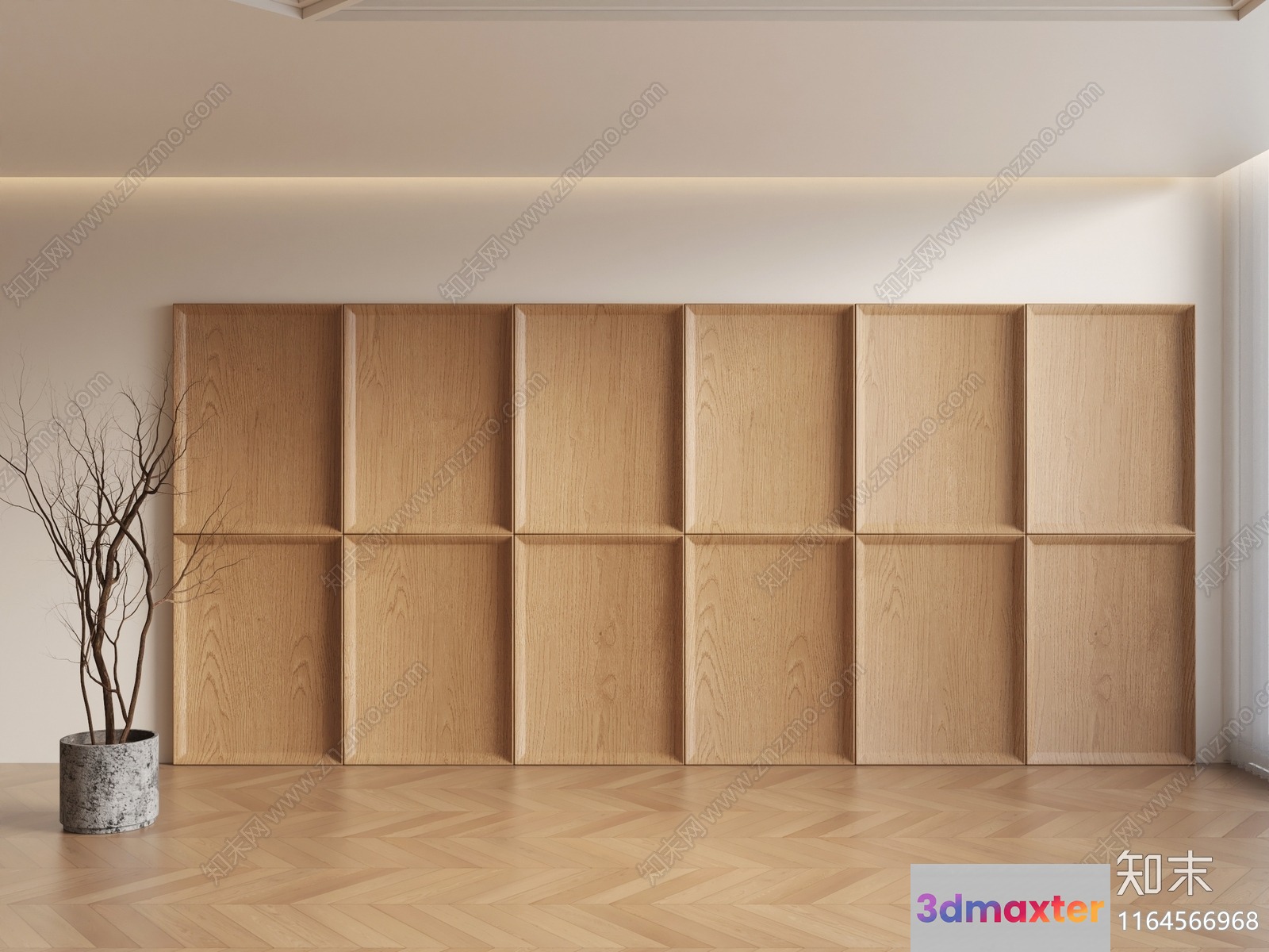 A Light Wood Wall 3D Model - 14711 - VRAY Render