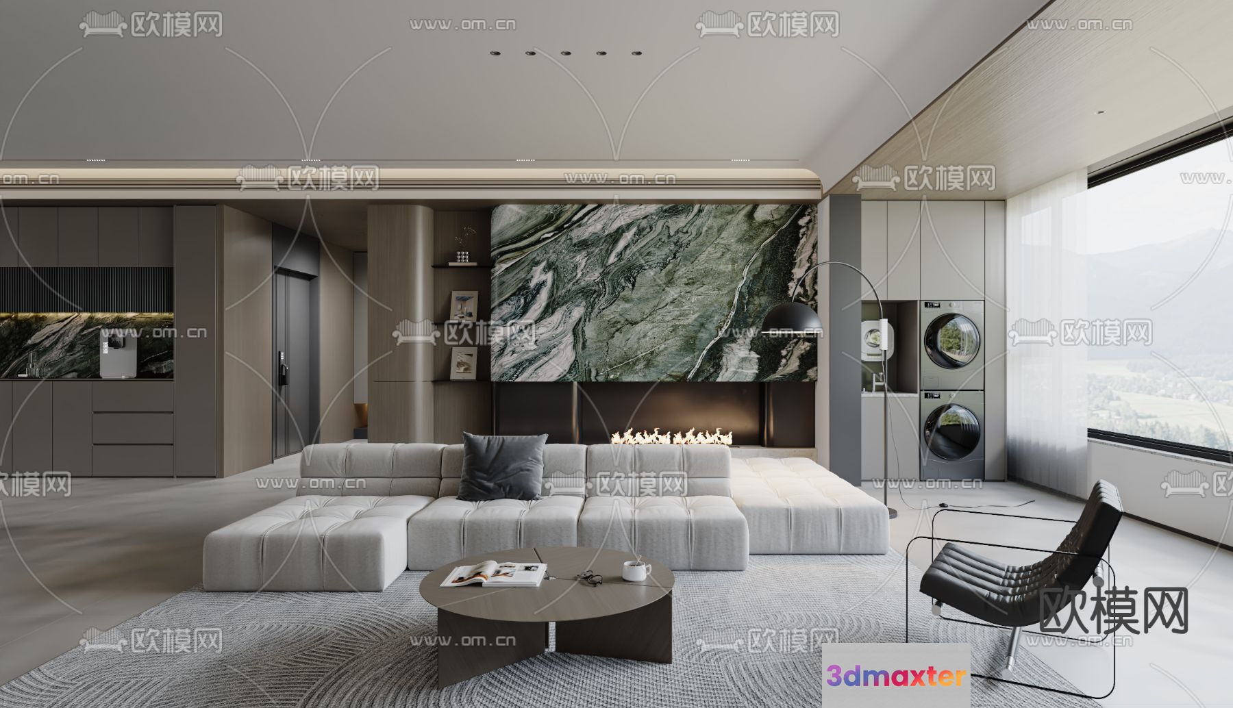 Modern Living Room 3D Model - 13031 - VRAY Render