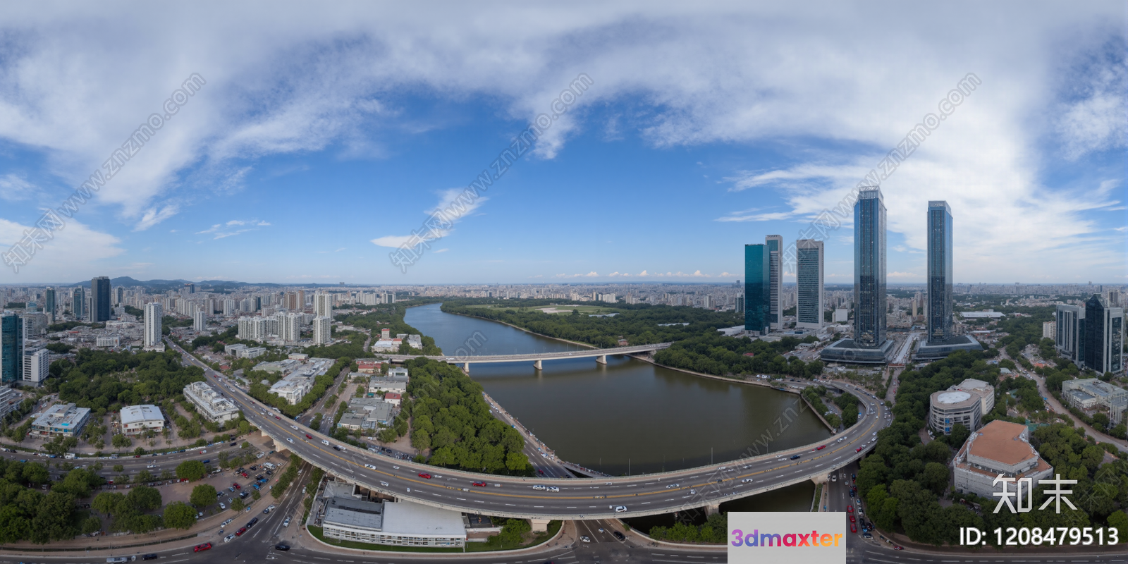 Cityscape With A Bridge 3D Model - 8476 - VRAY Render