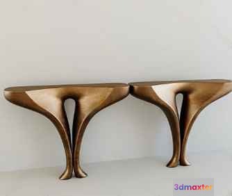 Two Bronze Tables 3D Model - 6239 - CORONA Render