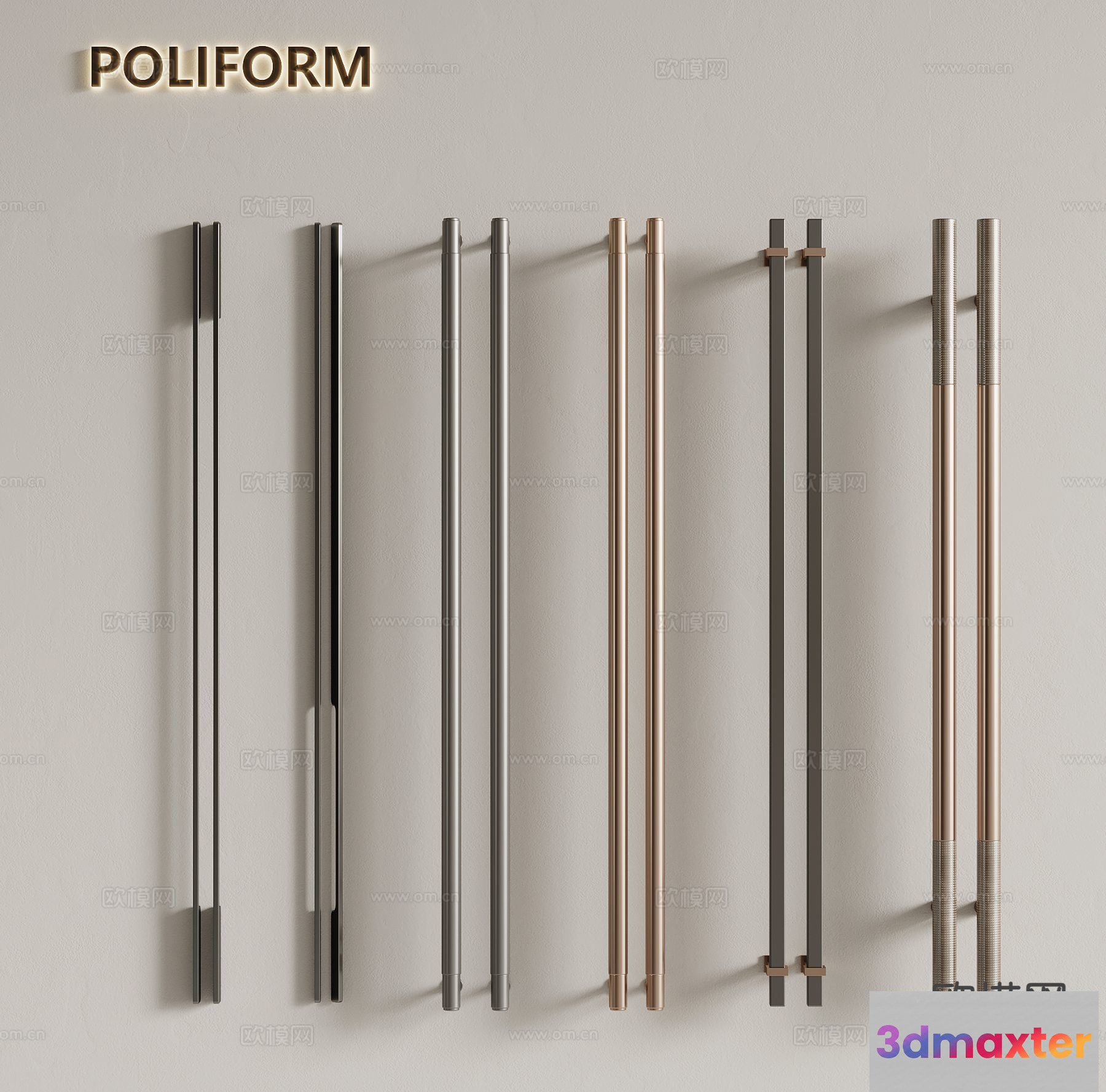 Metal Door Handles 3D Model - 16795 - VRAY Render