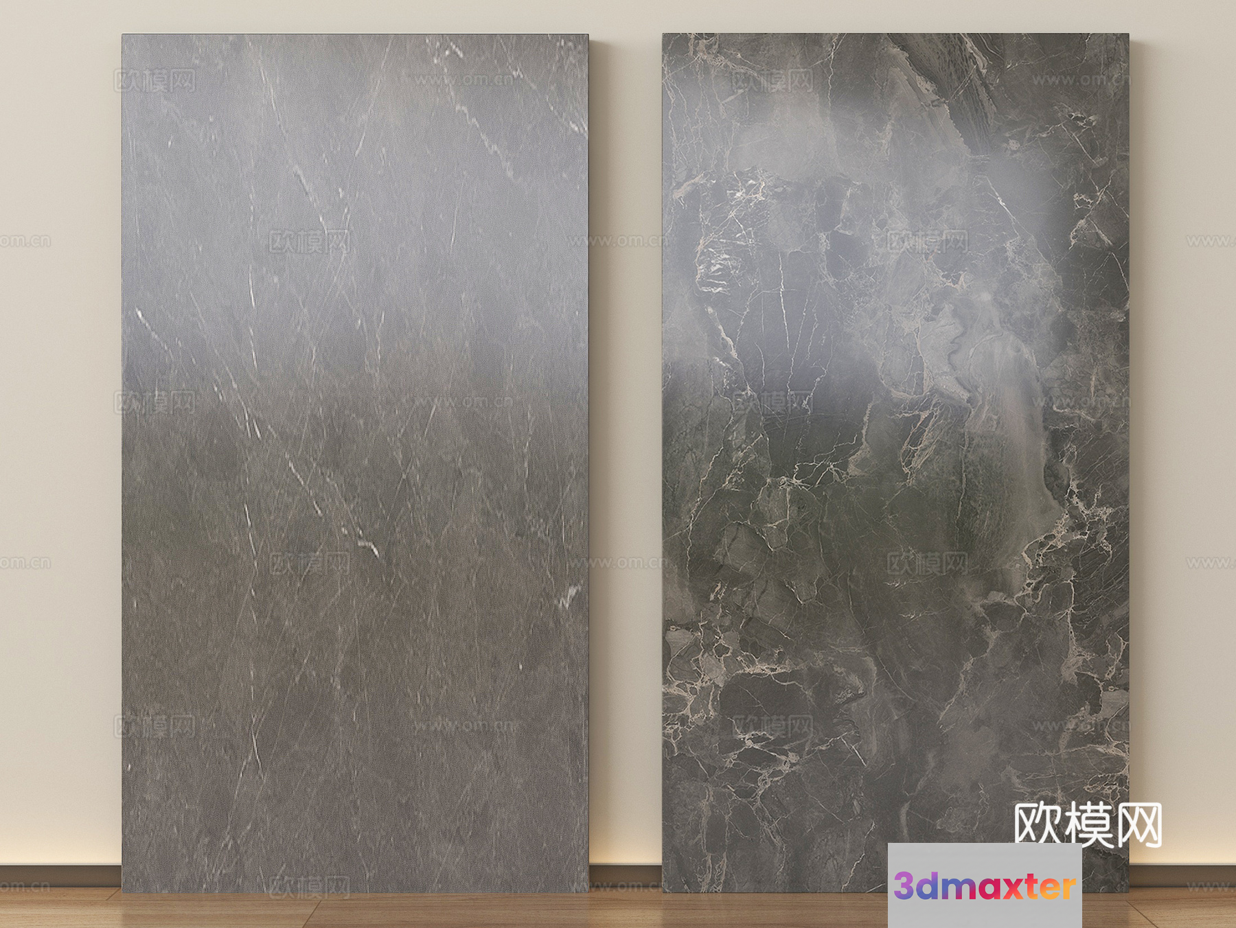 Two Large Grey Marble Panels 3D Model - 13328 - VRAY Render