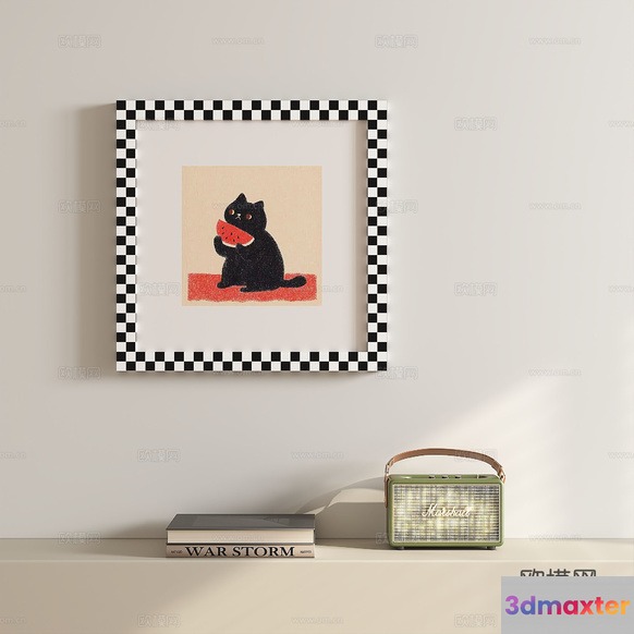 A Framed Picture Of A Cat 3D Model - 13957 - VRAY Render