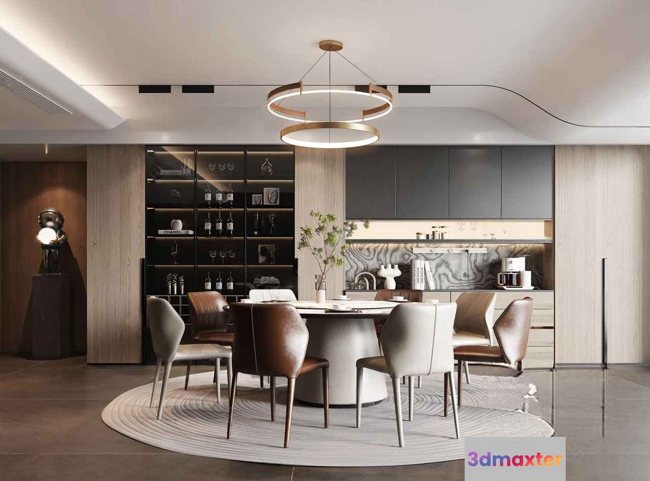 Modern Dining Room 3D Model - 3731 - VRAY Render