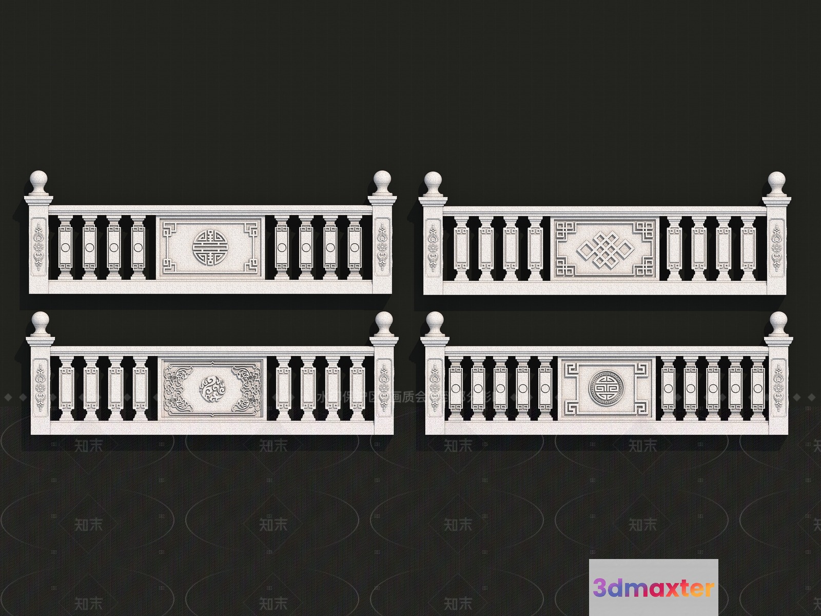 Modern Chinese Balcony Railing 3D Model - 18047 - VRAY Render