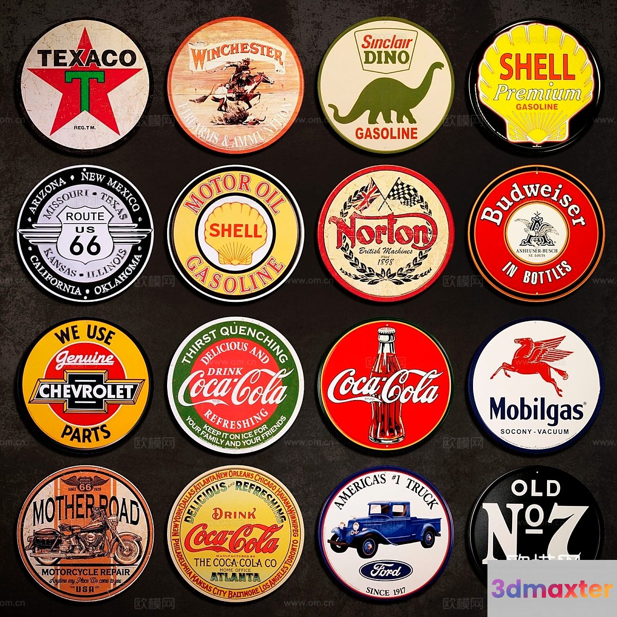 Retro Gas Station Signs 3D Model - 5446 - VRAY Render