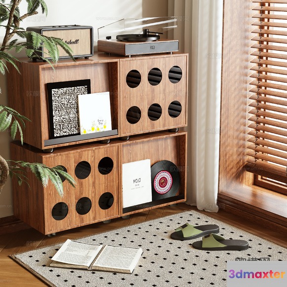 Mid-Century Modern Record Player 3D Model - 16909 - VRAY Render