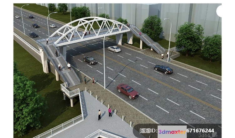 A Highway With Cars And People 3D Model - 8465 - VRAY Render