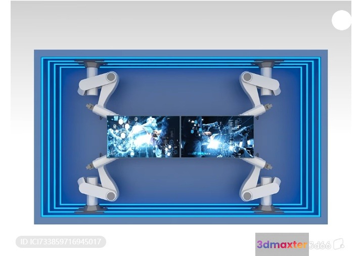 A Computer Monitor With Robotic Arms 3D Model - 15971 - VRAY Render