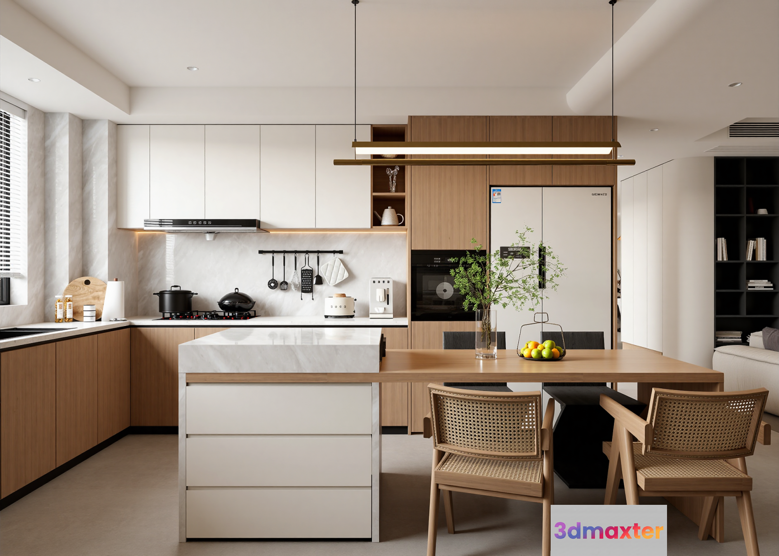 Modern Kitchen Space 3D Model - 17471 - VRAY Render