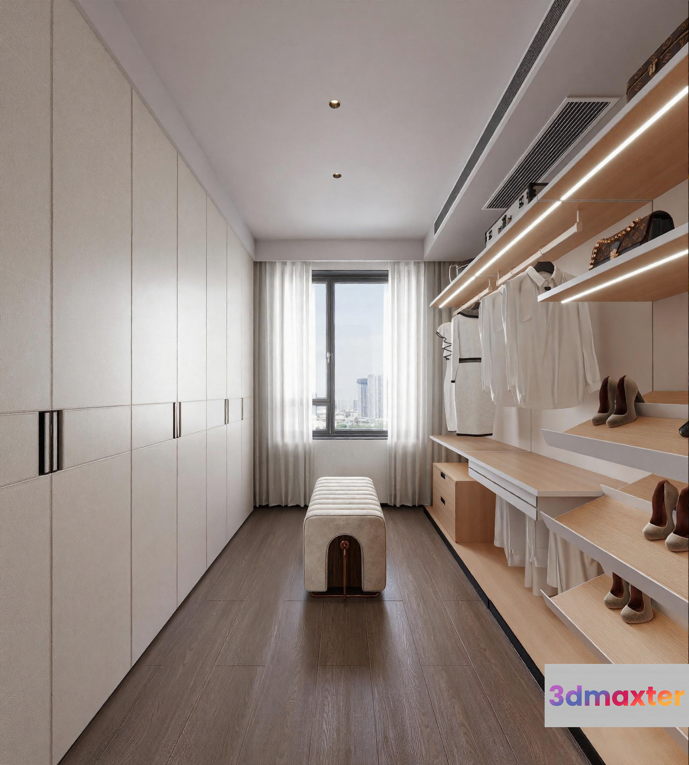 Modern Walk-In Closet 3D Model - 11371 - CORONA Render