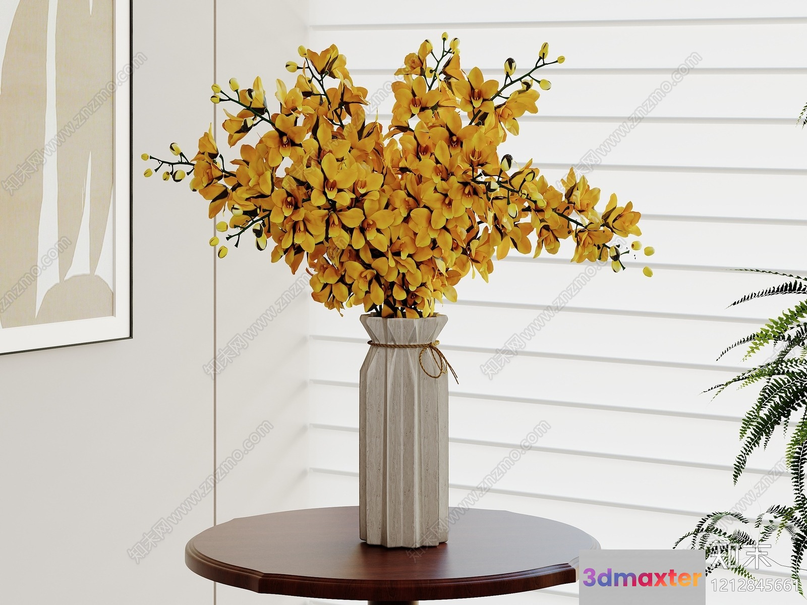 Yellow Orchid Arrangement 3D Model - 3286 - VRAY Render