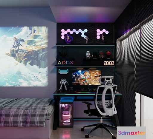 Modern Gaming Room 3D Model - 790 - CORONA Render