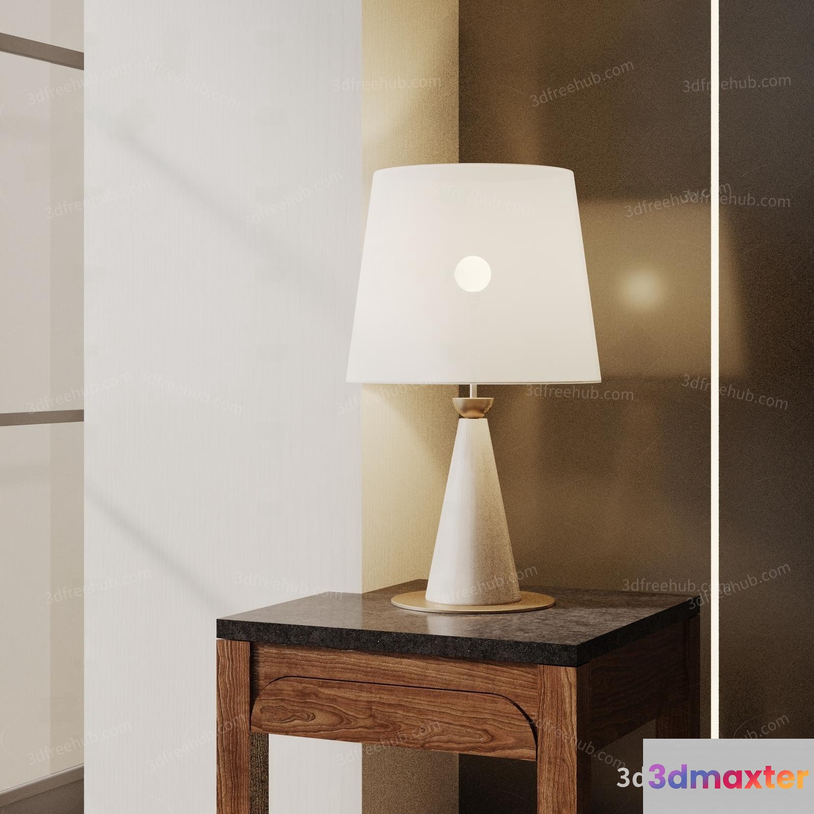 Modern White Table Lamp 3D Model - 20285 - VRAY Render