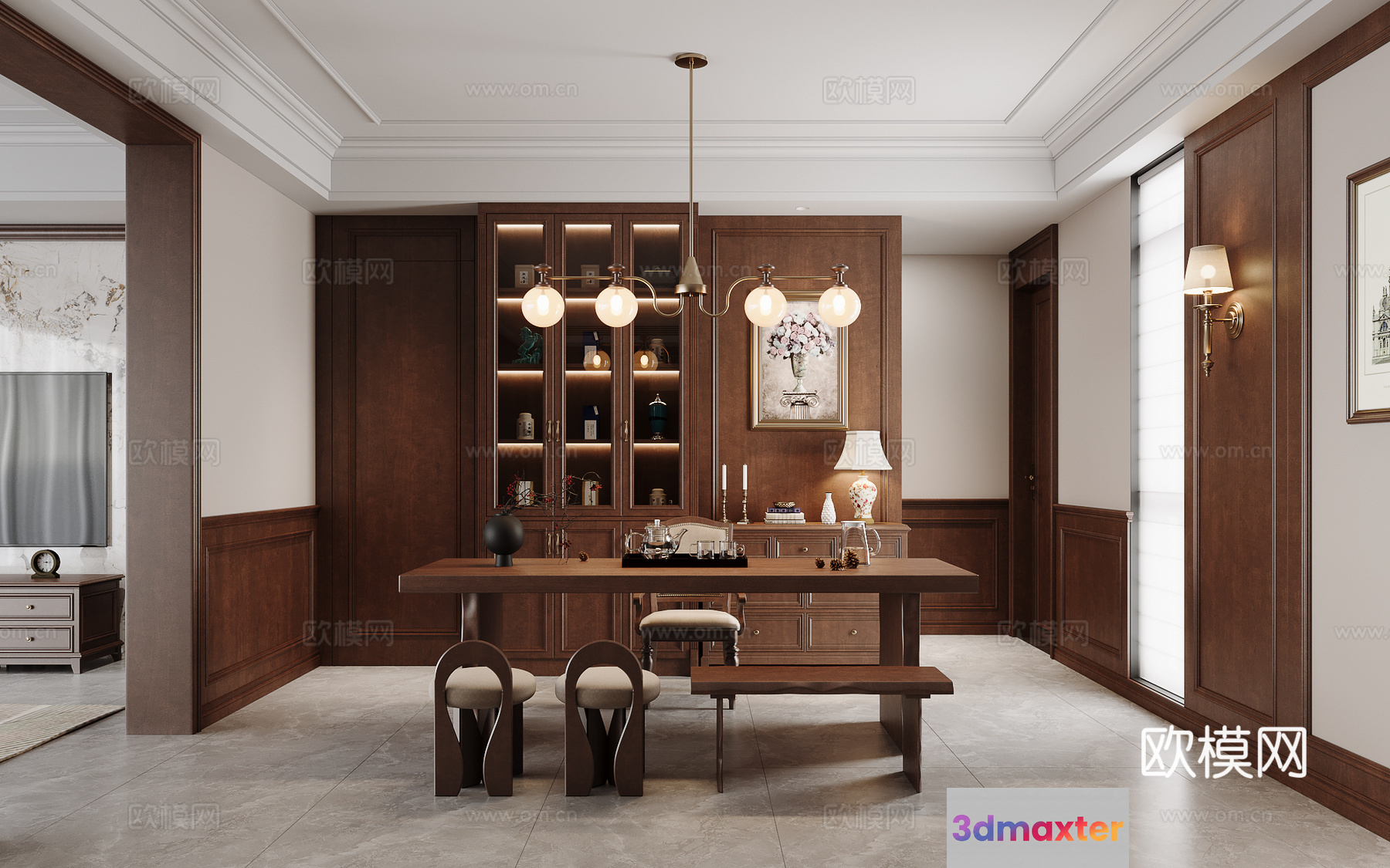 Classic Dining Room 3D Model - 3760 - VRAY Render