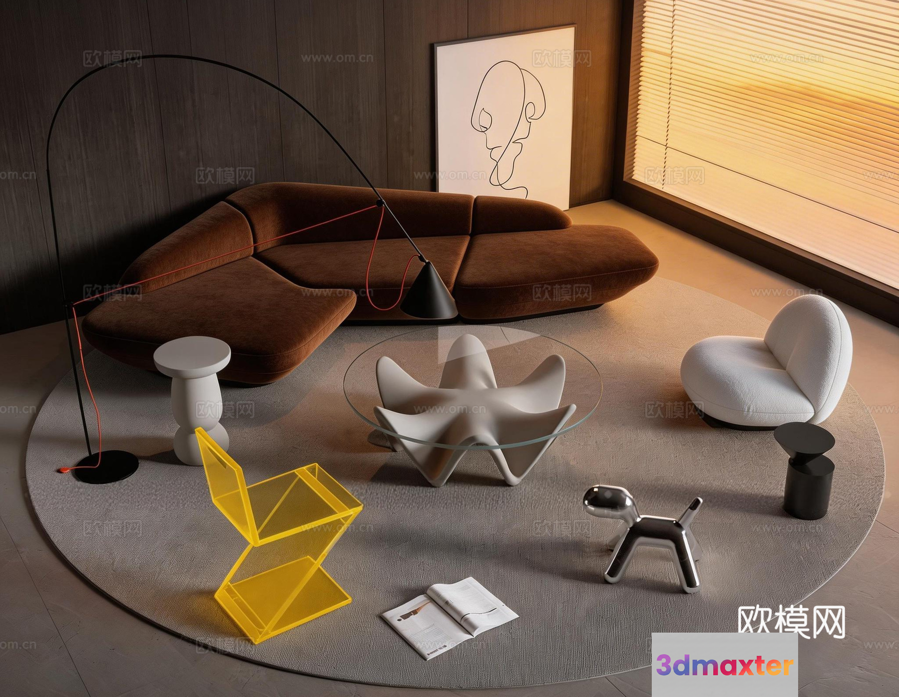 Modern Living Room 3D Model - 4102 - VRAY Render