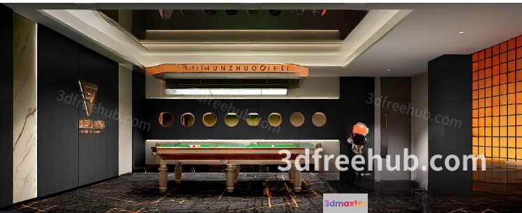 Modern Billiard Room 3D Model - 20479 - VRAY Render