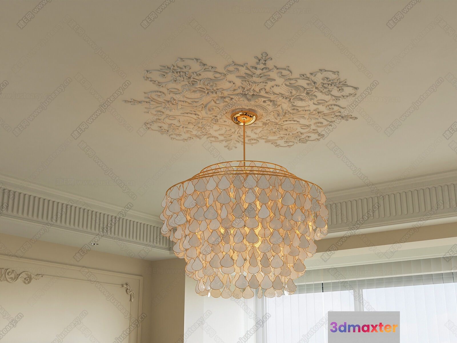 A Gold Chandelier 3D Model - 13833 - CORONA Render